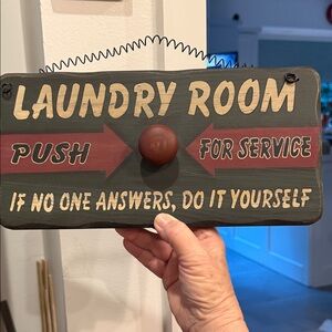 Novelty Laundry Room “Push for Service” 12x6 Wooden Sign